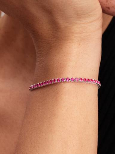 Bracelet tennis rose scintillant