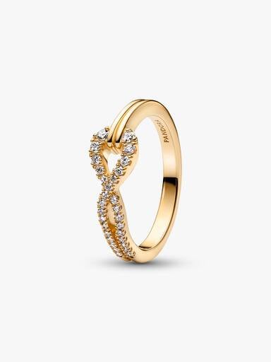 Bague à double rangée pavée de diamants cultivés en laboratoire Pandora Infinite