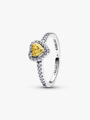 Bague scintillante Cœur surélevé