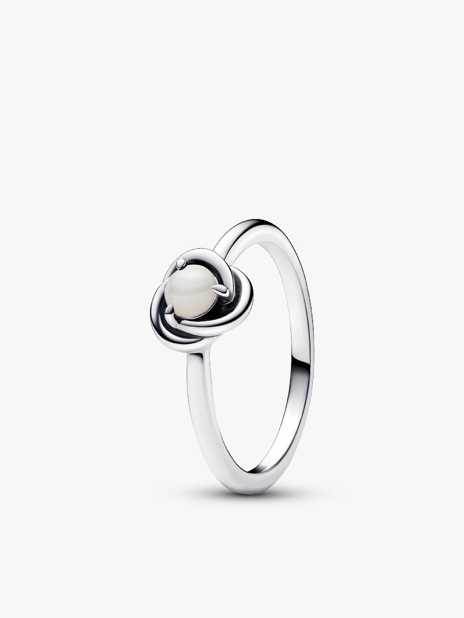 Bague Cercle d'éternité avec pierre de naissance perle blanc de juin