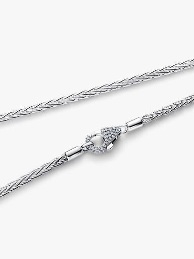 Collier à charms avec chaîne queue de renard et fermoir en pavé