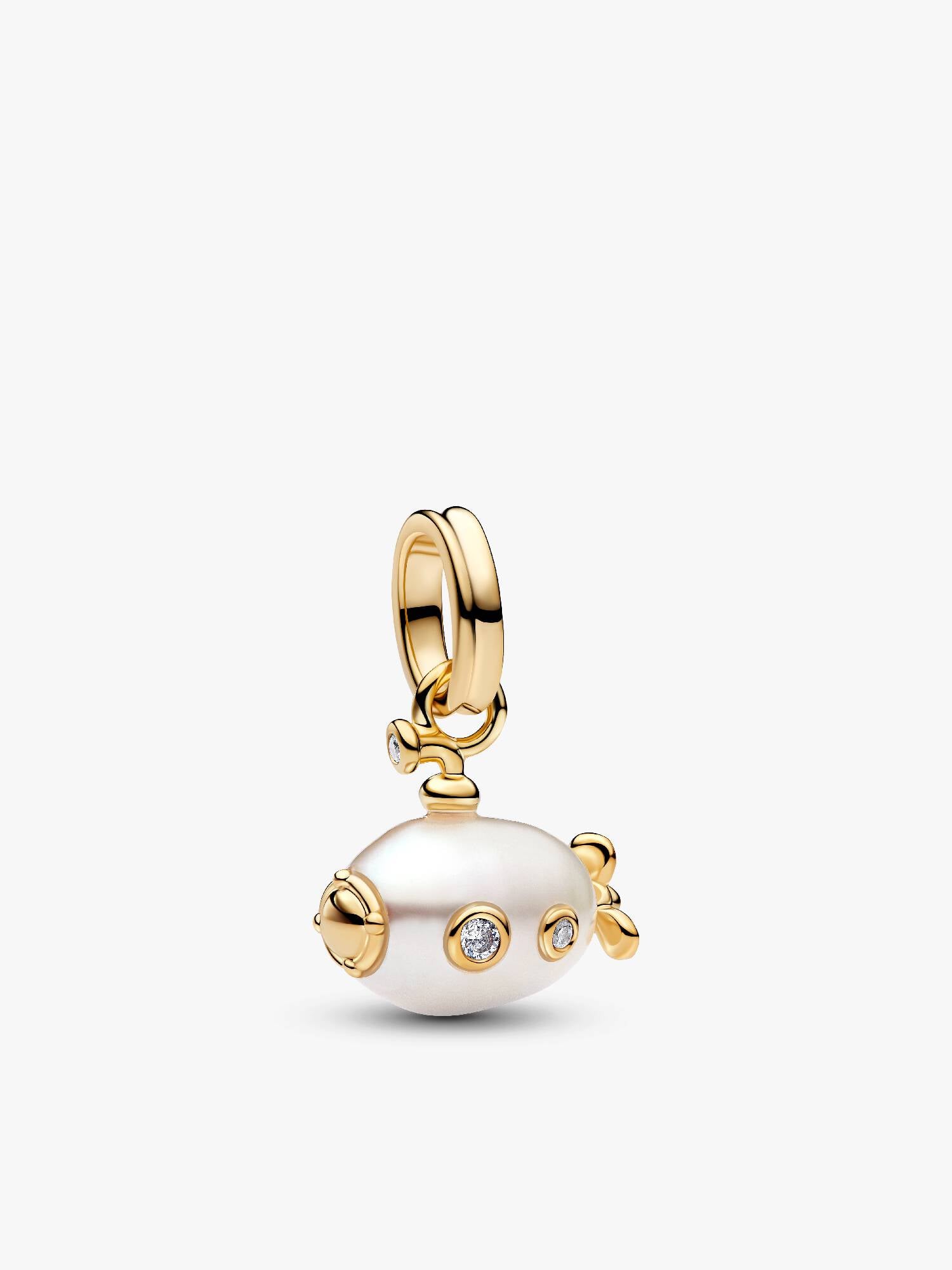 Charm-pendentif Sous-marin avec perle de culture d’eau douce baroque traitée