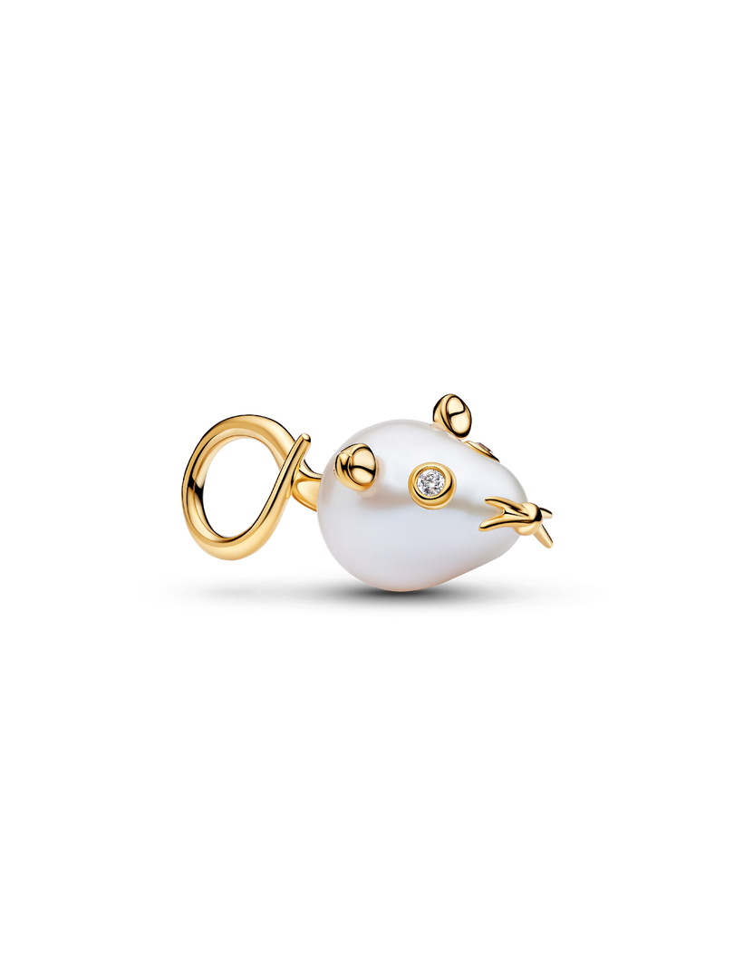 Treated Freshwater Cultured Baroque Pearl Mouse Dangle Charm