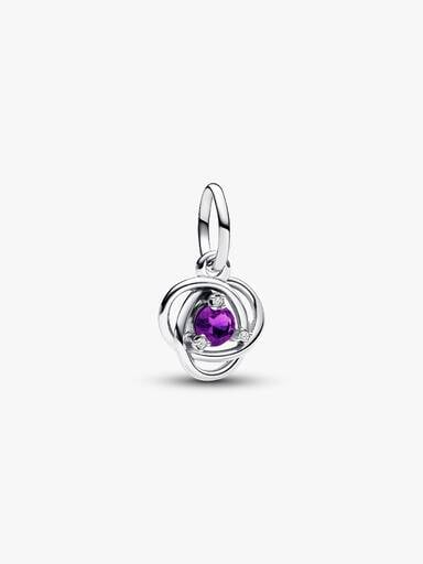 VENTE FINALE - Charm-pendentif Cercle éternel mauve de février
