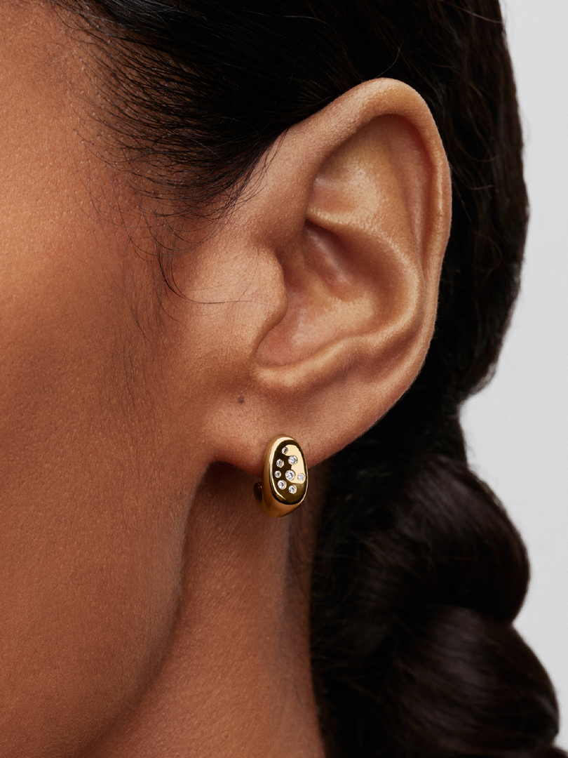 Organically Shaped Stone-Set Stud Earrings
