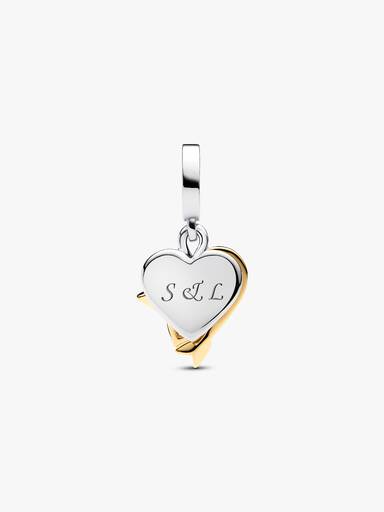 Charm-pendentif double Cœur et flèche à graver