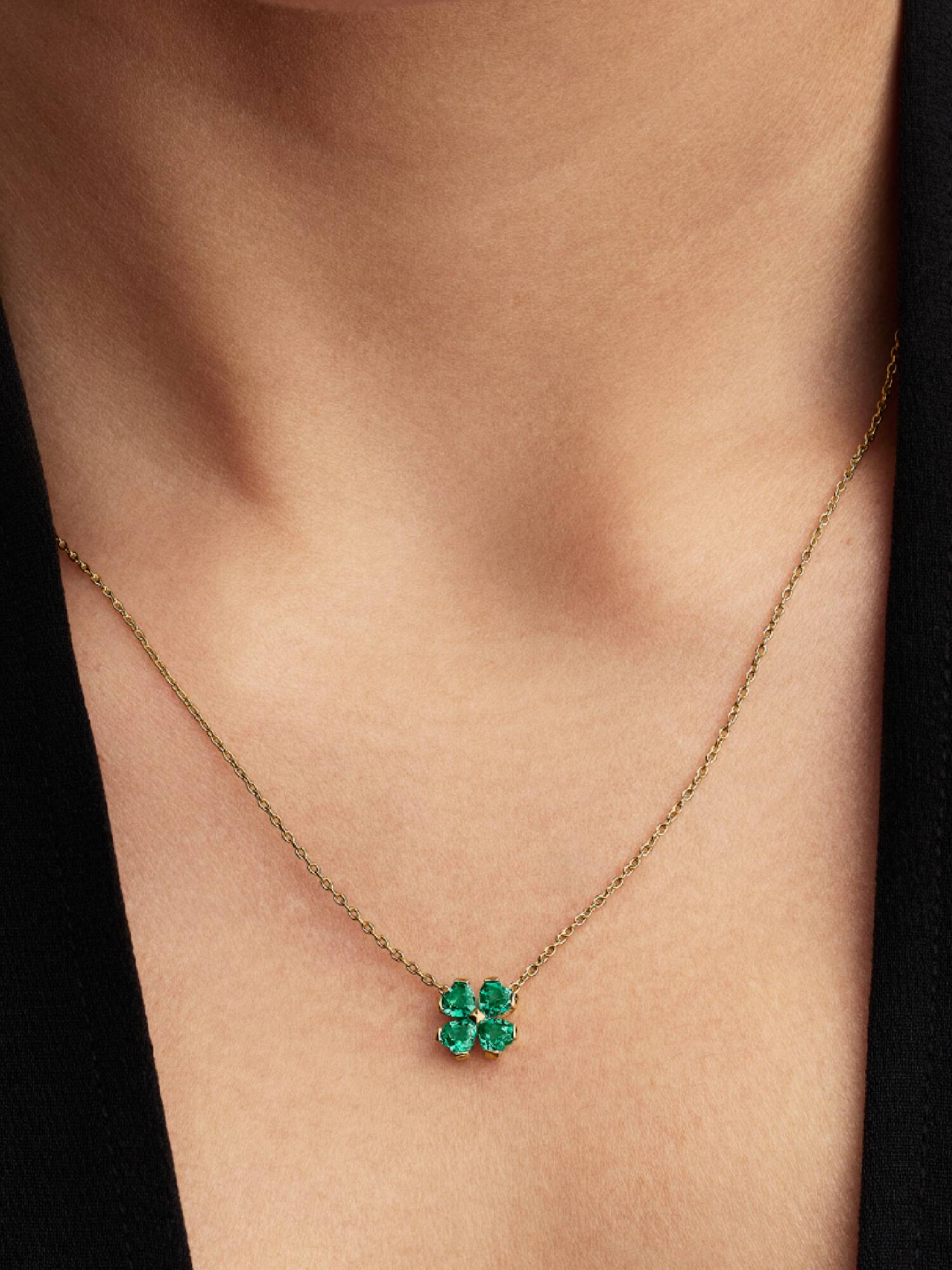 Green Lucky Clover Pendant Necklace
