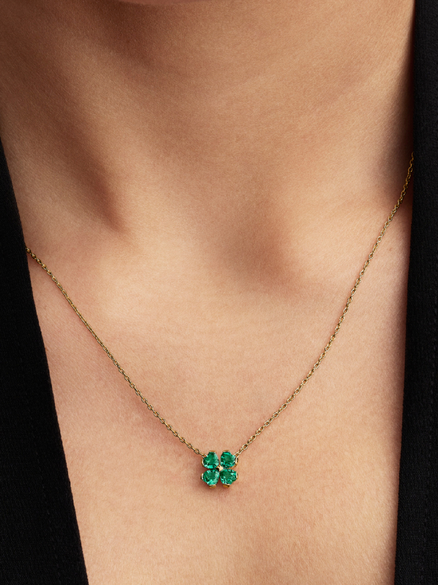 Collier à pendentif Trèfle porte-bonheur vert