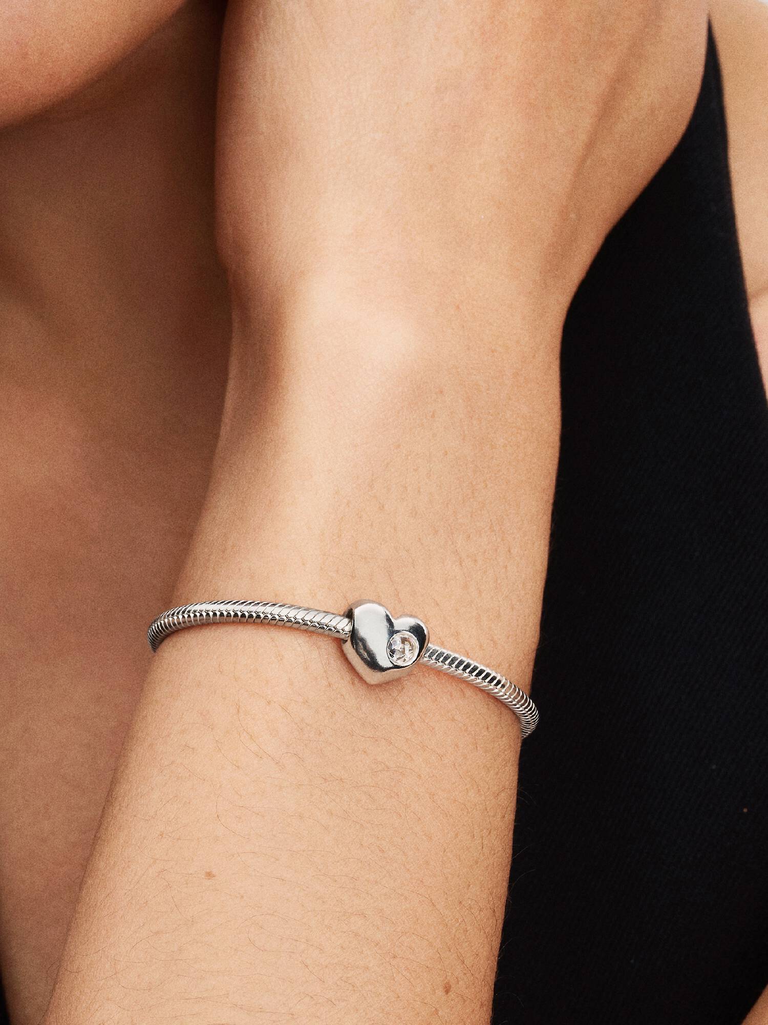 Engravable April Clear Stone Heart Charm