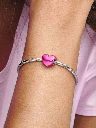 Charm Cœur rose métallique