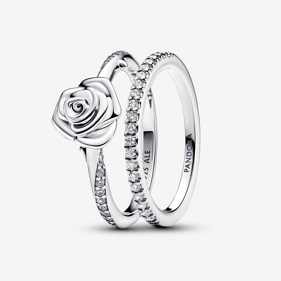 Sparkling Rose in Bloom Ring Set image number 0