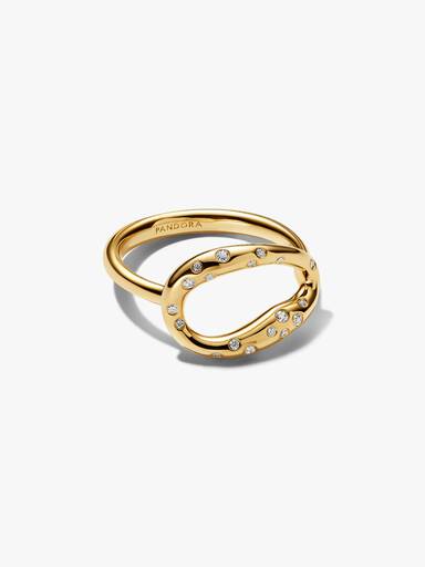 Bague audacieuse de forme organique avec pierres