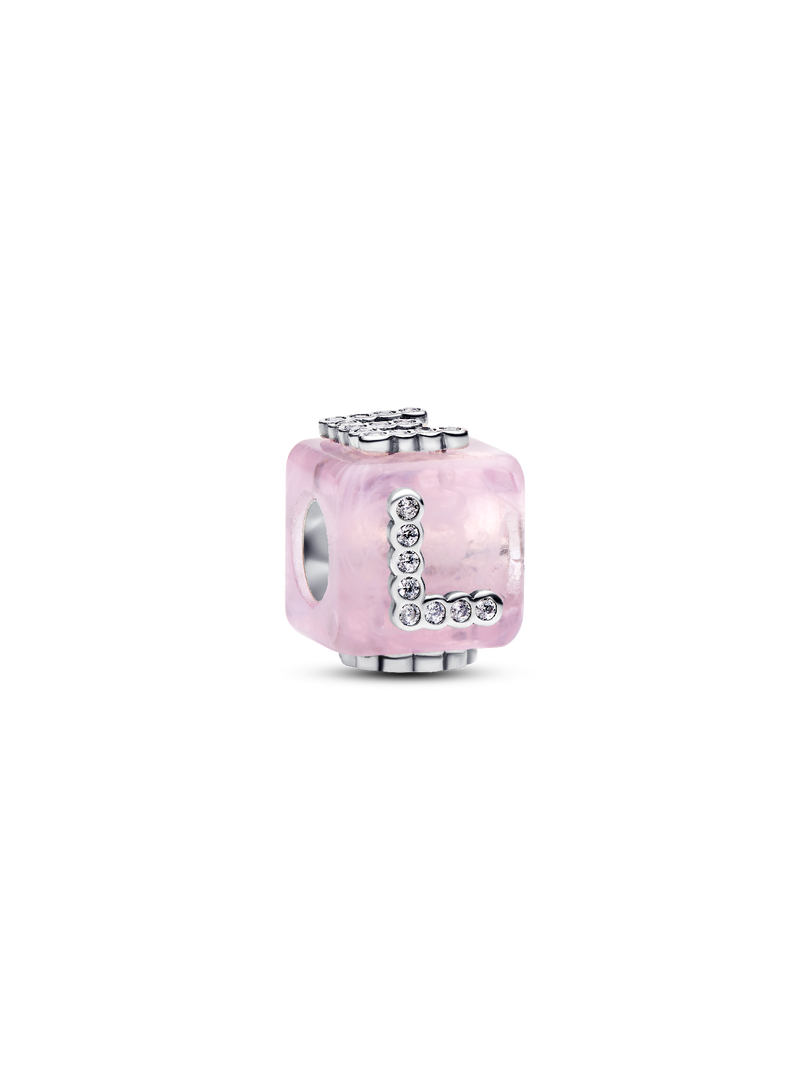 Charm Cube d’amour en verre de Murano rose