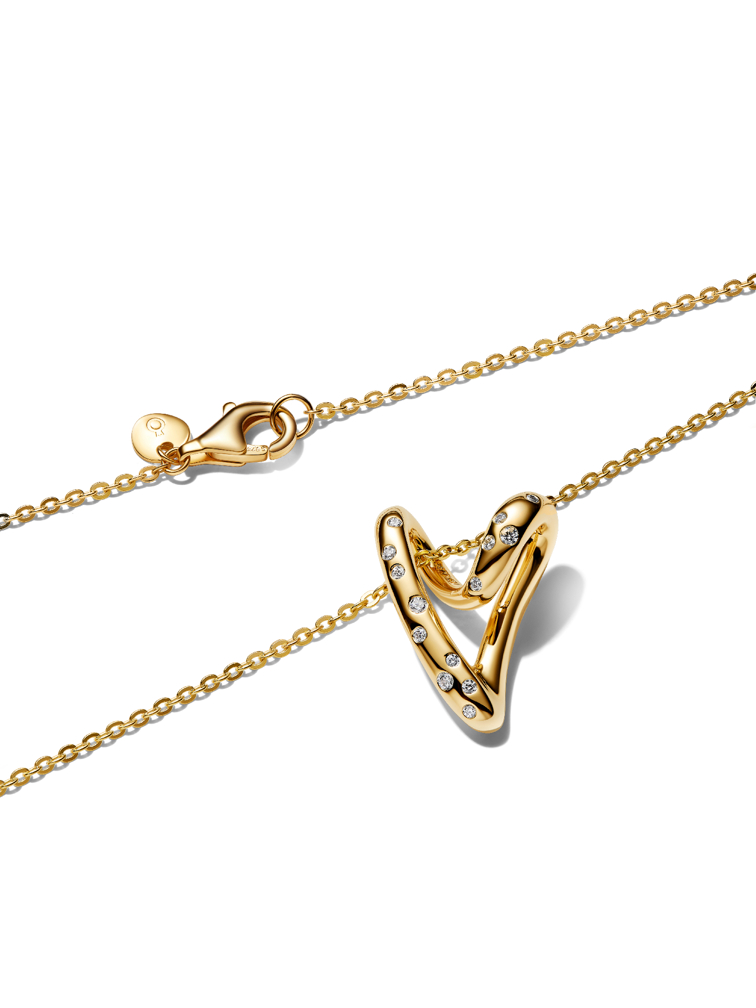 Organically Shaped Stone-Set Heart Pendant Necklace