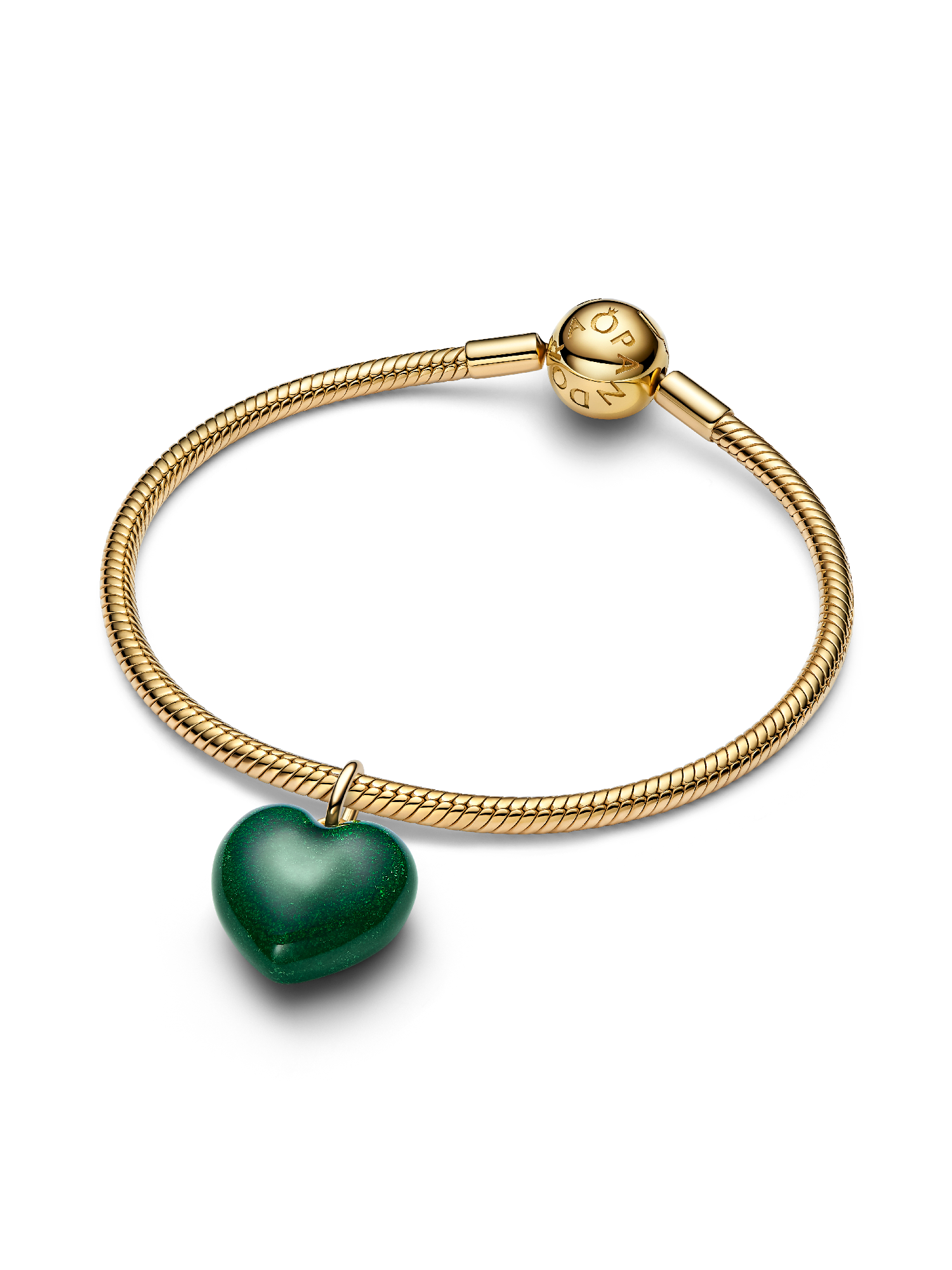 Green Puffy Heart Dangle Charm