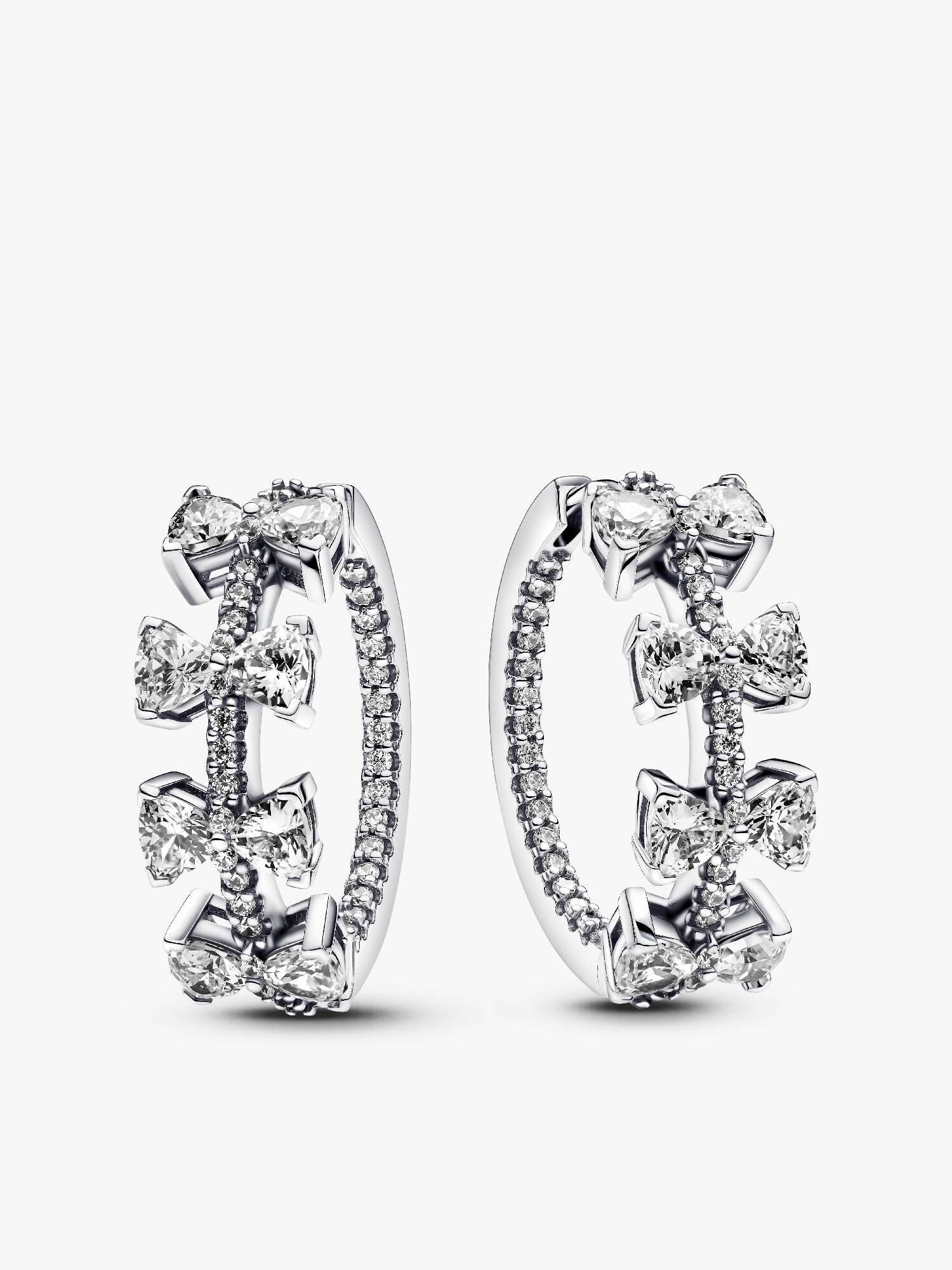 Sparkling Bow Row Hoop Earrings