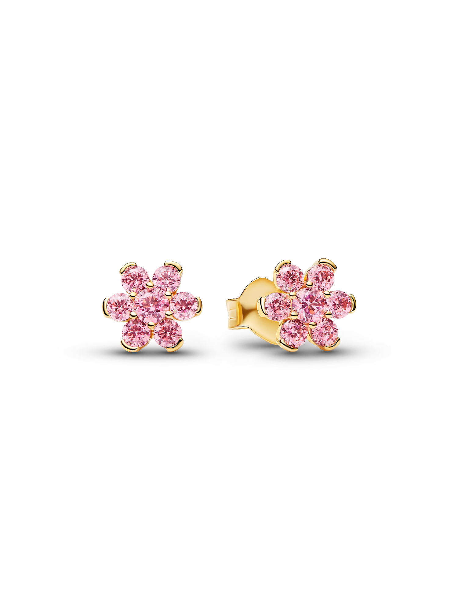 Sparkling Pink Flower Stud Earrings