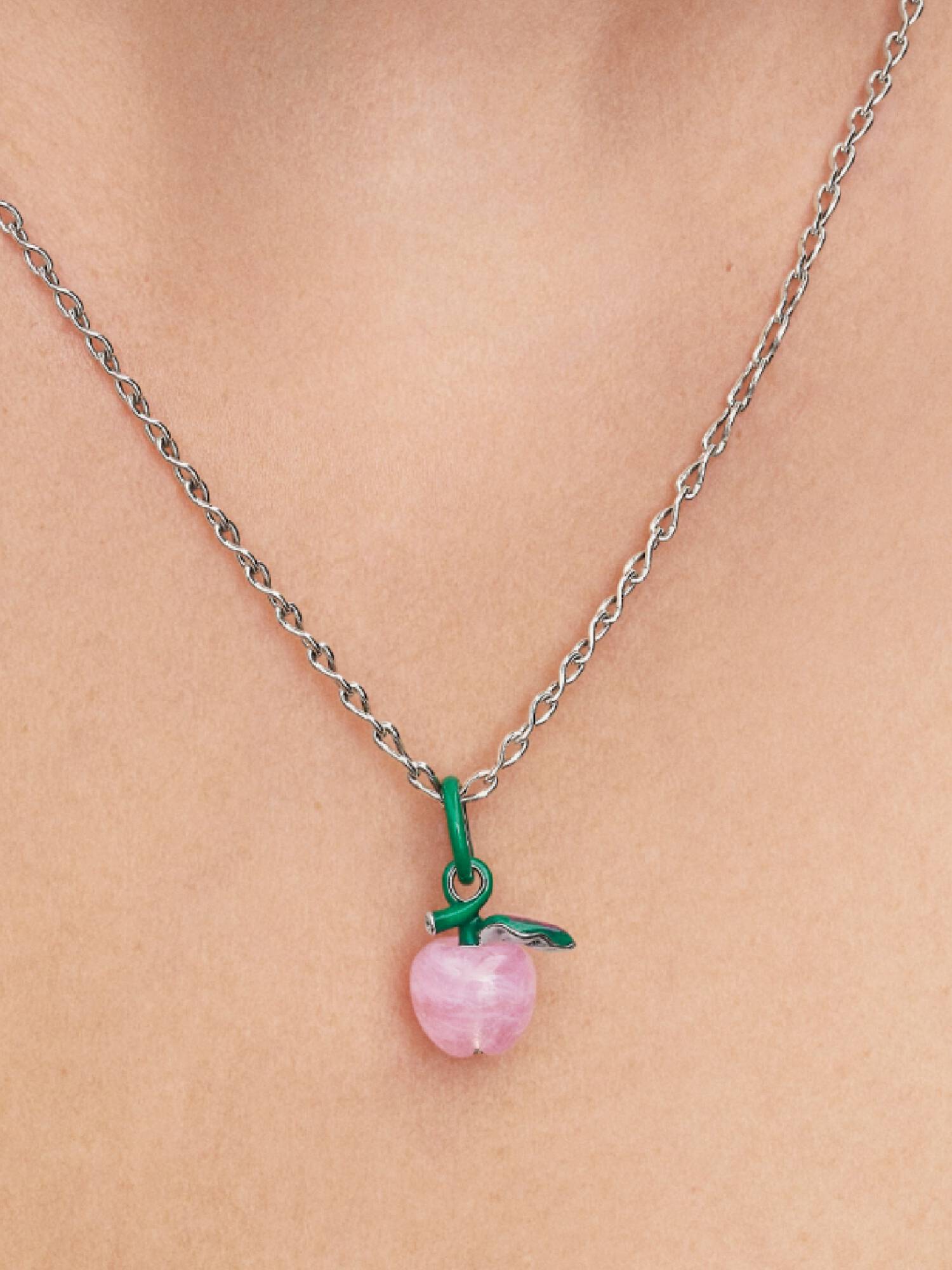 Charm Pomme en verre de Murano rose