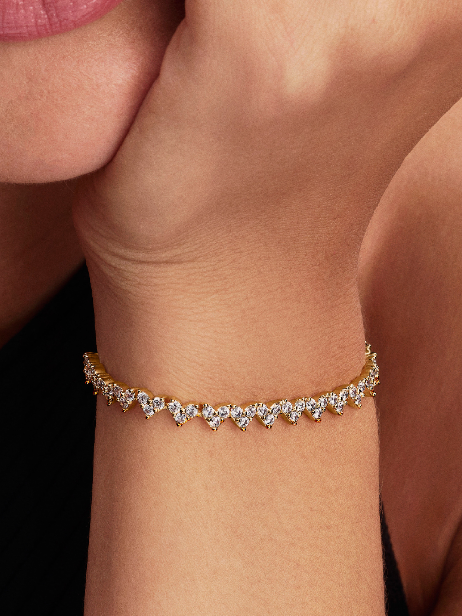 Triple Stone Heart Bracelet