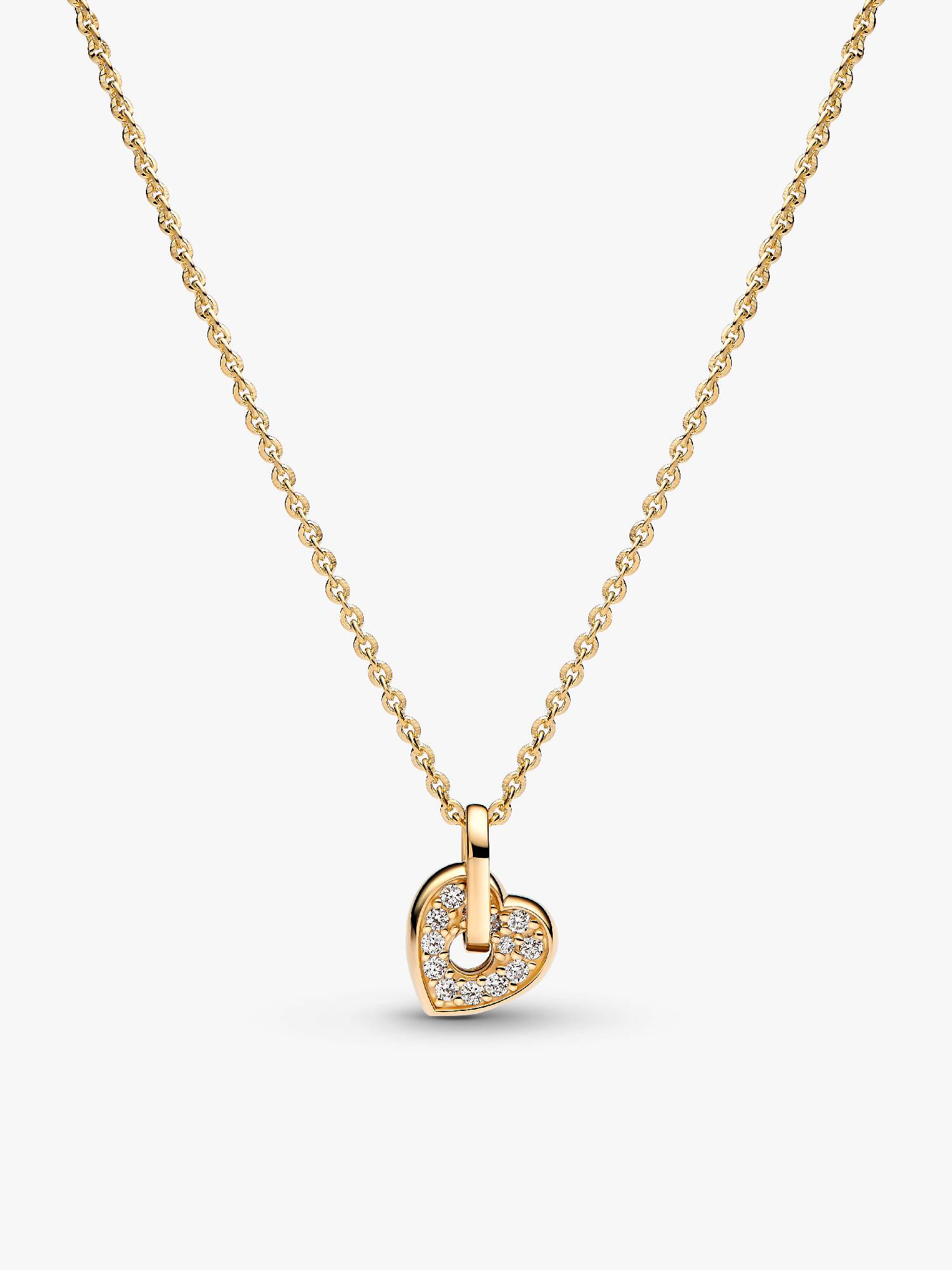 Pandora Talisman 14k Gold Lab-grown Diamond Pavé Heart Pendant Necklace