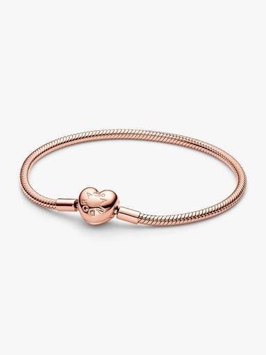 Bracelet à fermoir en cœur et à chaîne serpentine Pandora Moments