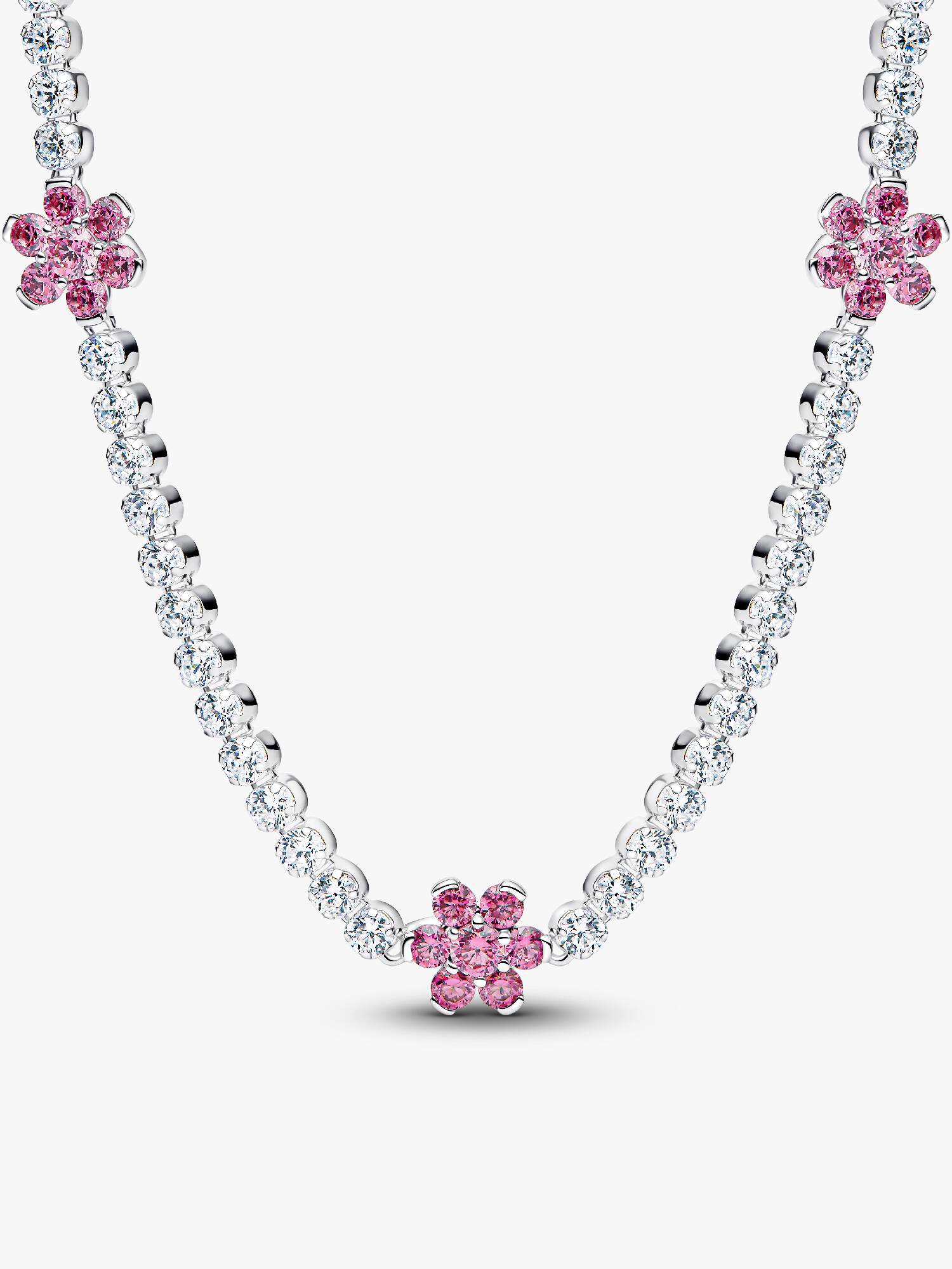 Pink Flower Tennis Necklace