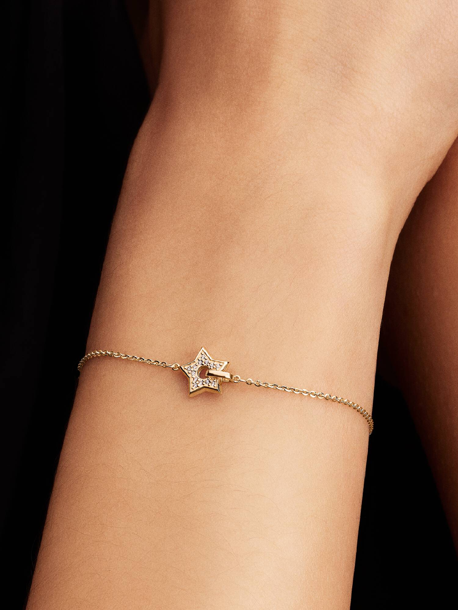 Pandora Talisman 14k Gold Lab-grown Diamond Pavé Star Chain Bracelet
