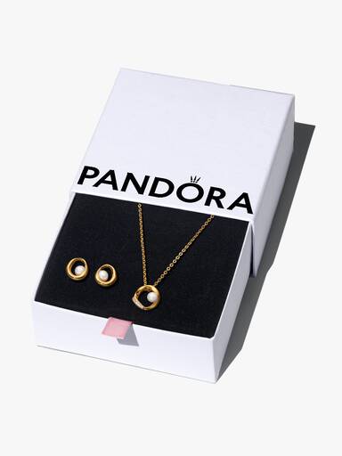 Organic Sparkle & Pearl Necklace & Earrings Gift Set