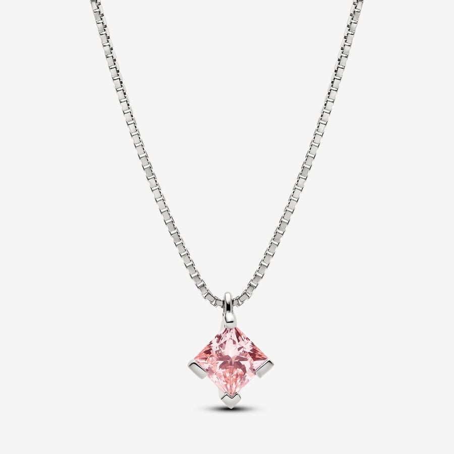 Pandora Nova diamant rose cultivé en laboratoire collier à pendentif avec 1,0 carat tw en or blanc 14 K image number 0