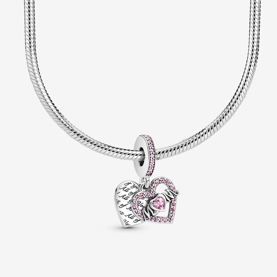 Heart & Mom Charm Necklace Set image number 0