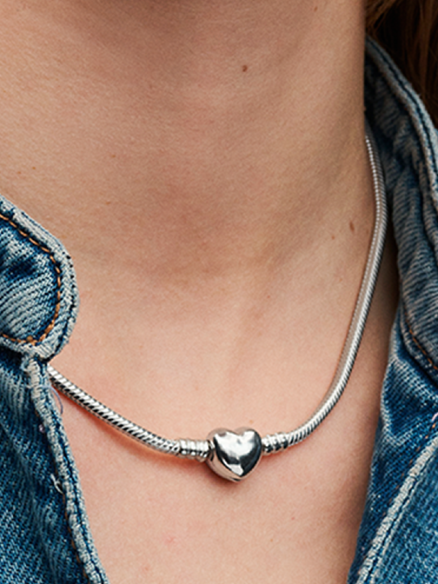 Heart Clasp Snake Chain Necklace | Sterling silver | Pandora Canada
