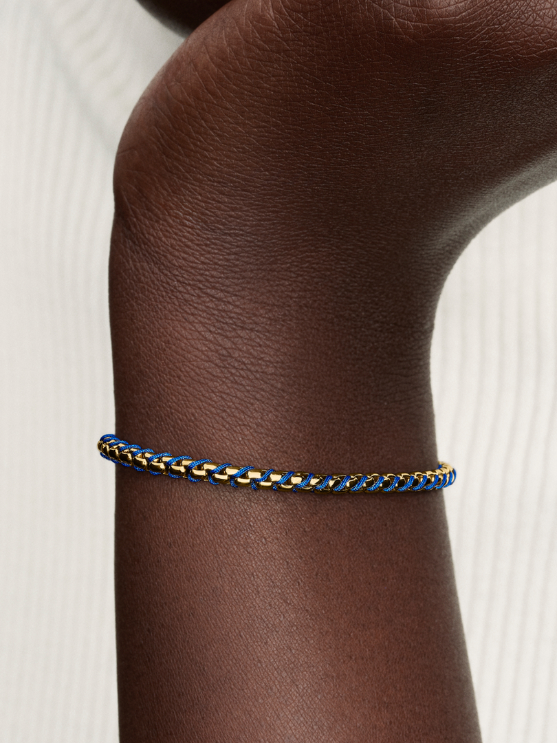 Blue Cord Box Chain Bracelet