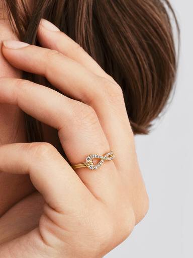 Bague à double rangée pavée de diamants cultivés en laboratoire Pandora Infinite