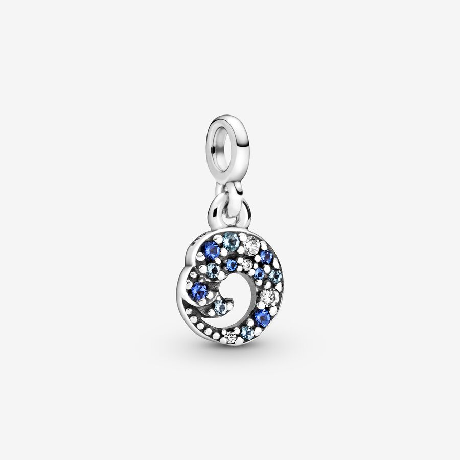Mini charm-pendentif Vague d’océan bleu Pandora ME image number 0