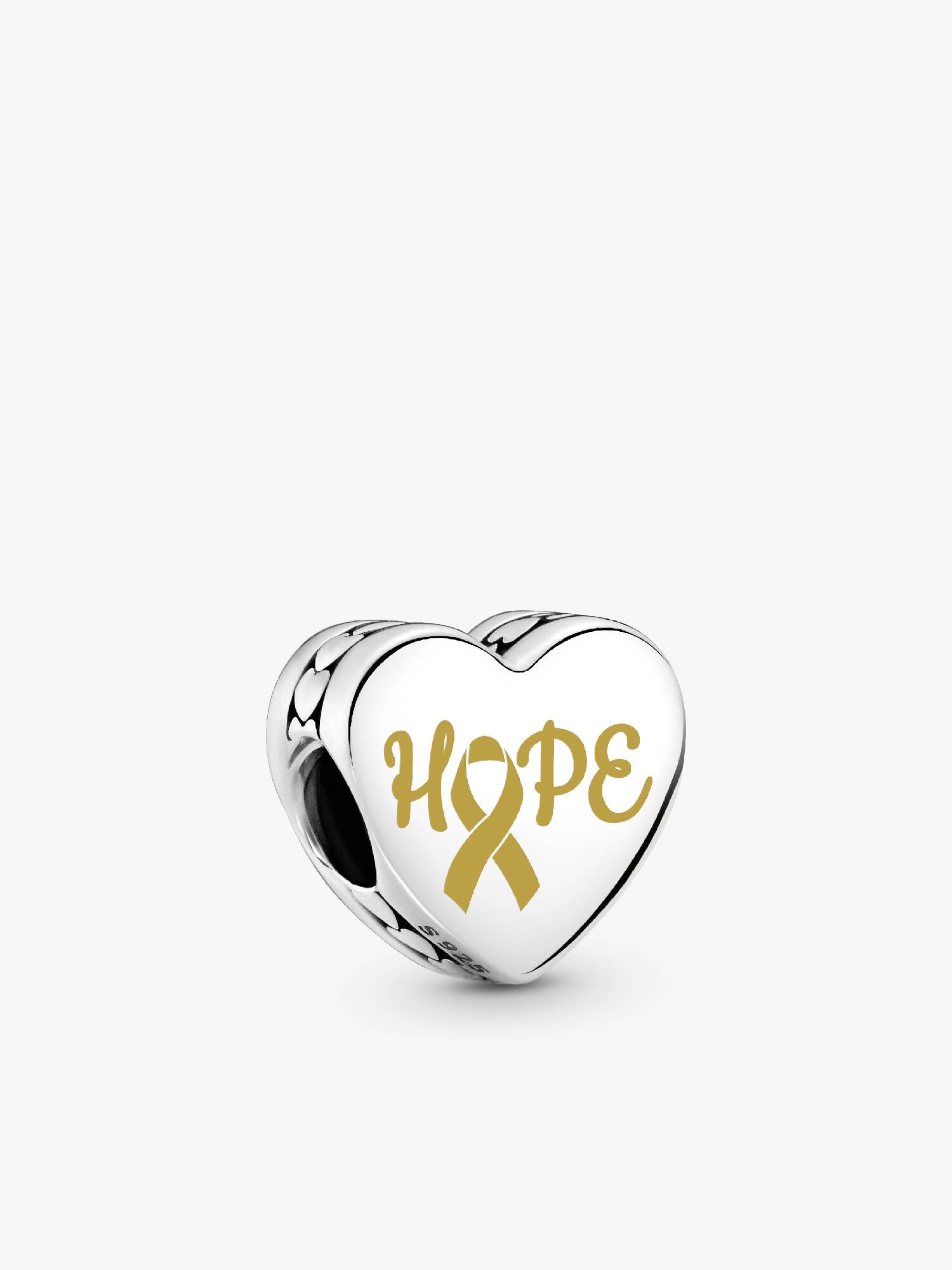  Hope Gold Ribbon Heart Charm