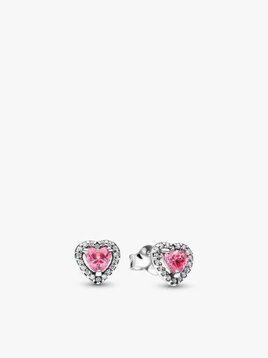 Ensemble de bracelet et boucles d'oreilles Coeur rose scintillant