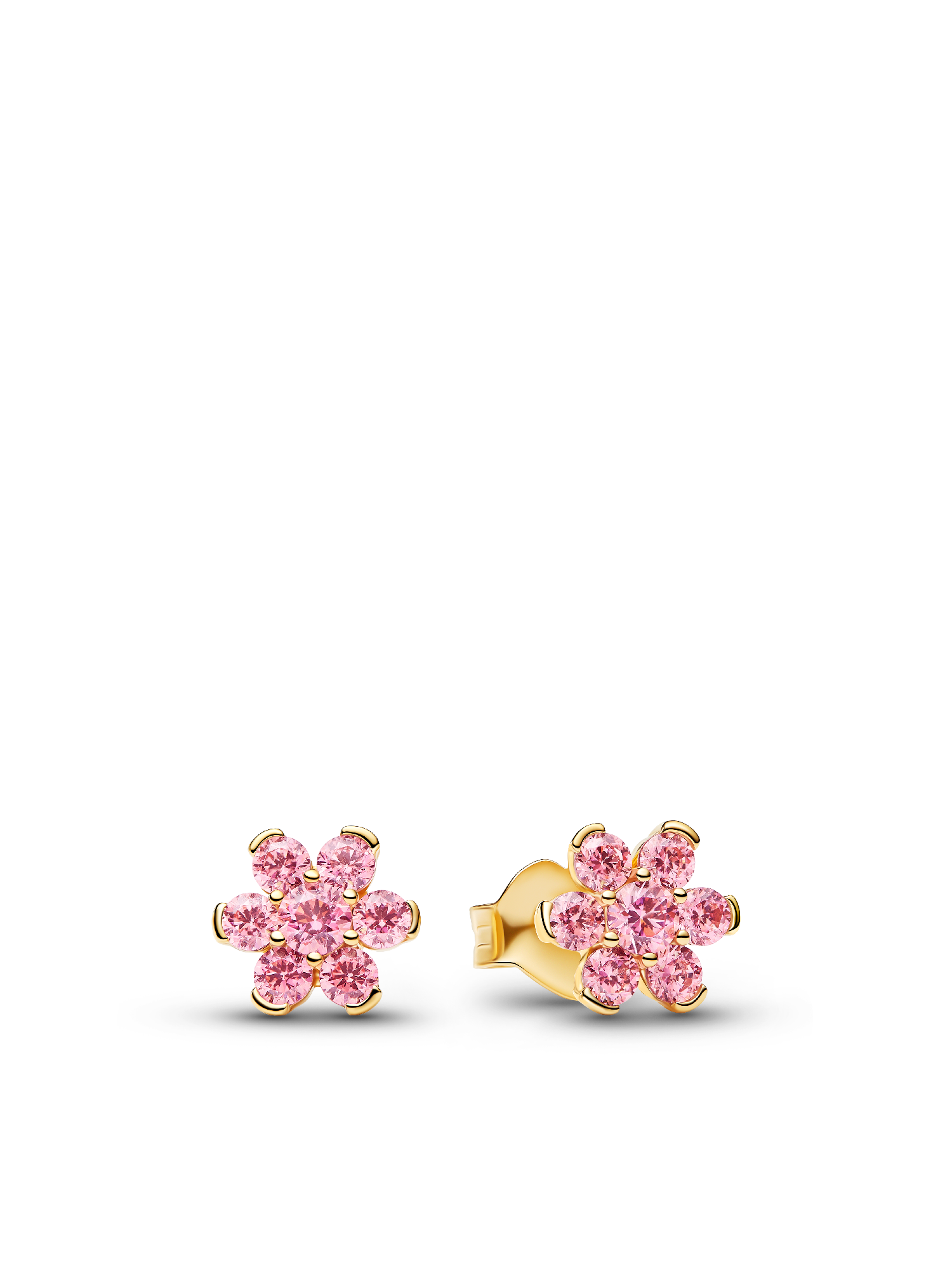 Sparkling Pink Flower Gold-Plated Necklace & Earrings Set
