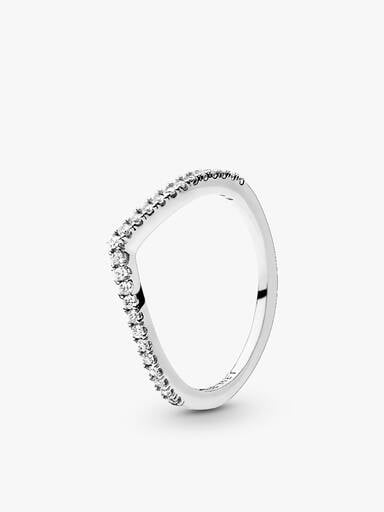 Shimmering Solitaire Wishbone Stacking Ring Set