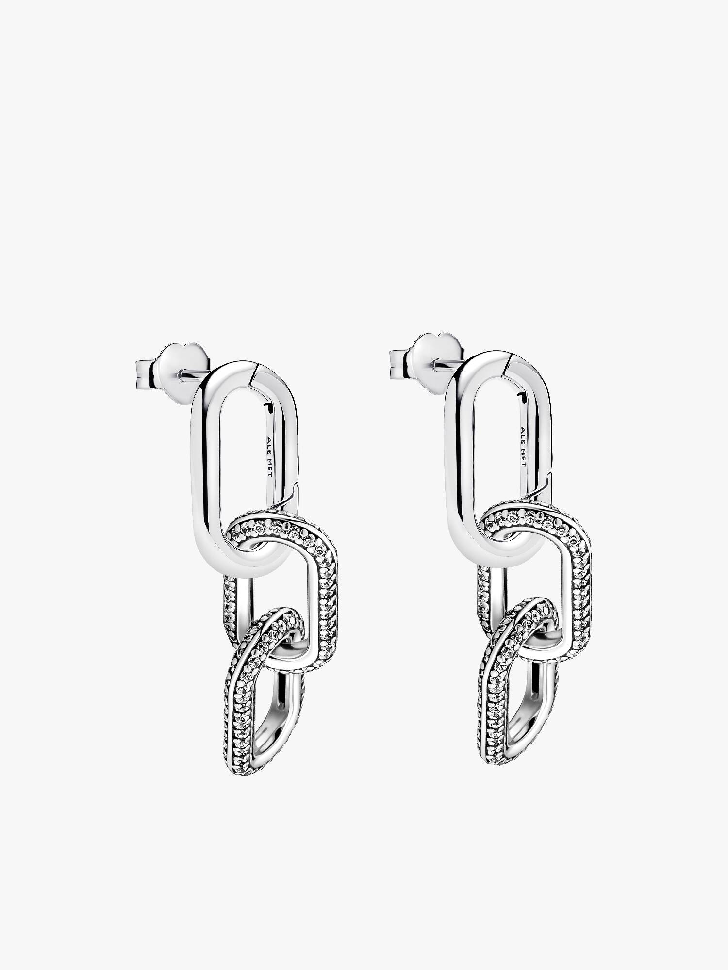 Pavé Triple Link Dangle Earrings