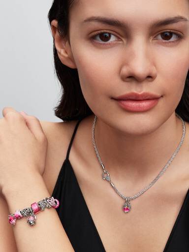 Bracelet à charms avec chaîne queue de renard et fermoir en pavé