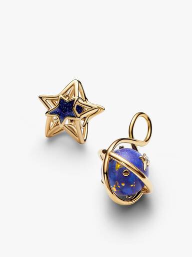 Golden Star and Planet Charm Duo