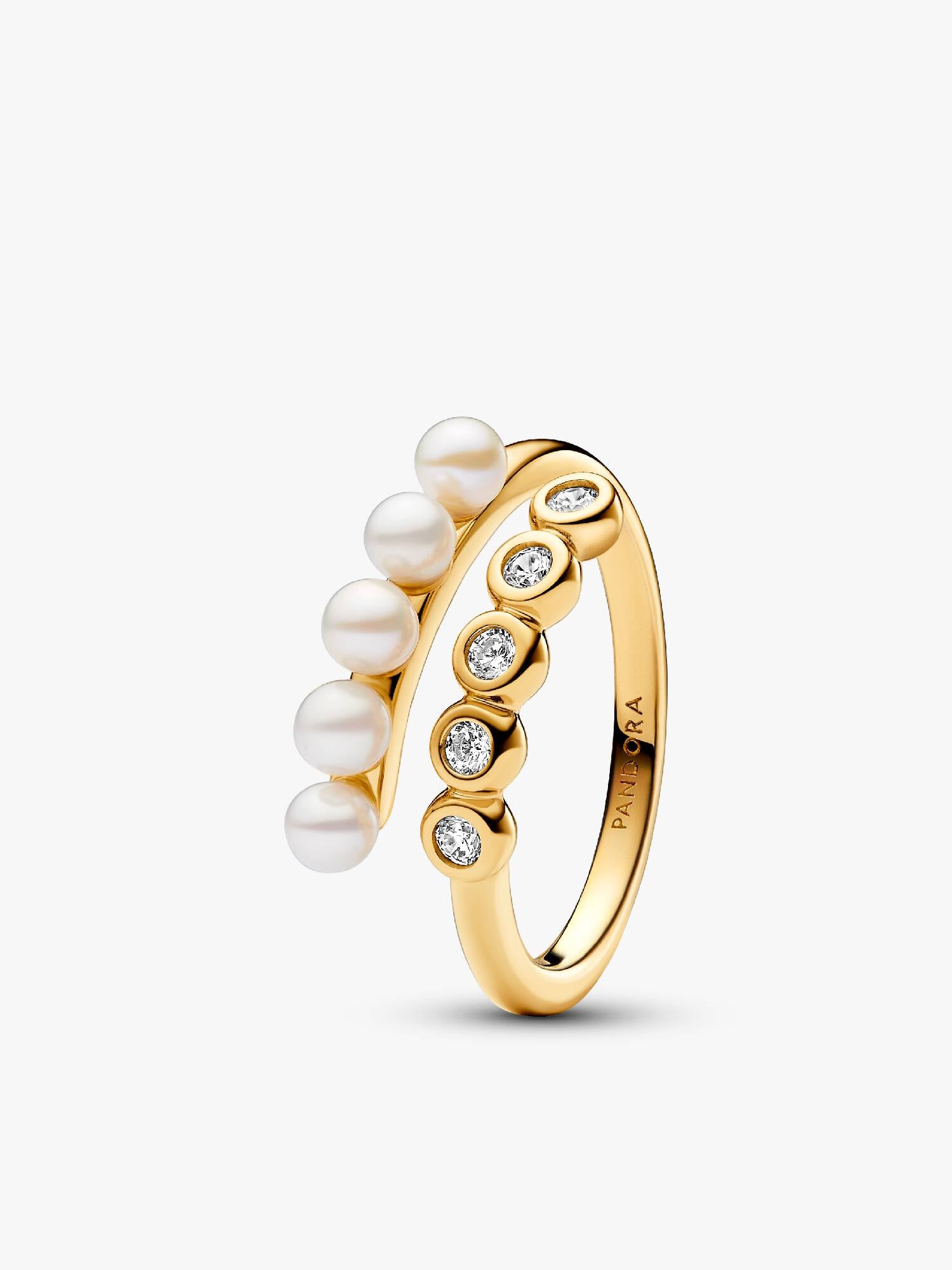  Bague ouverte avec pierres et perles de culture d’eau douce traitées