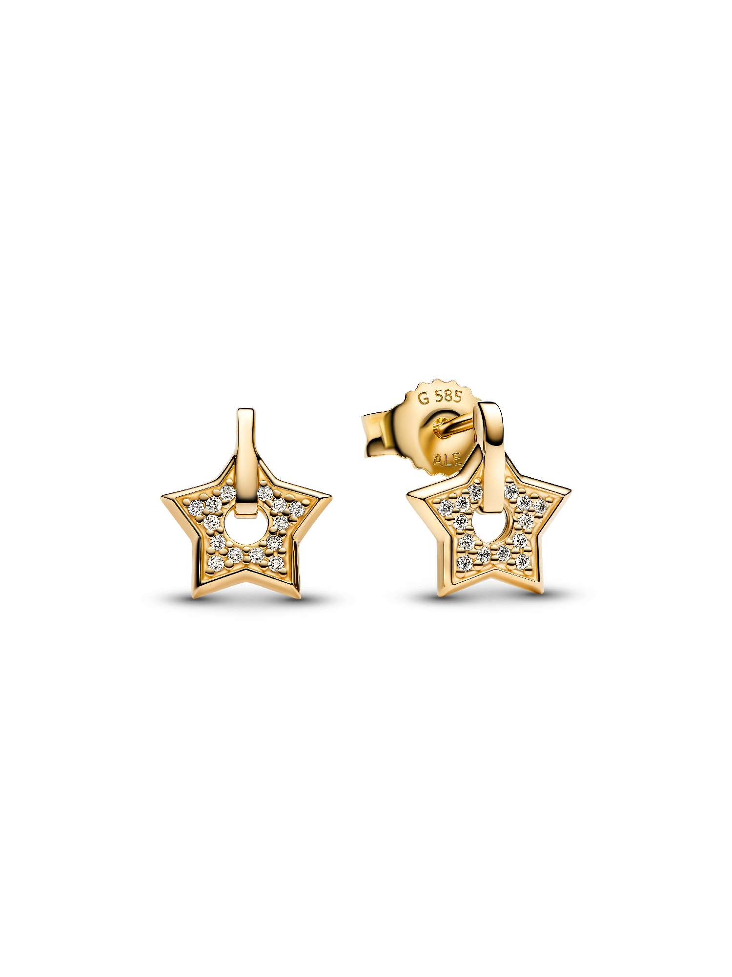 Pandora Talisman 14k Gold Lab-grown Diamond Pavé Star Stud Earrings