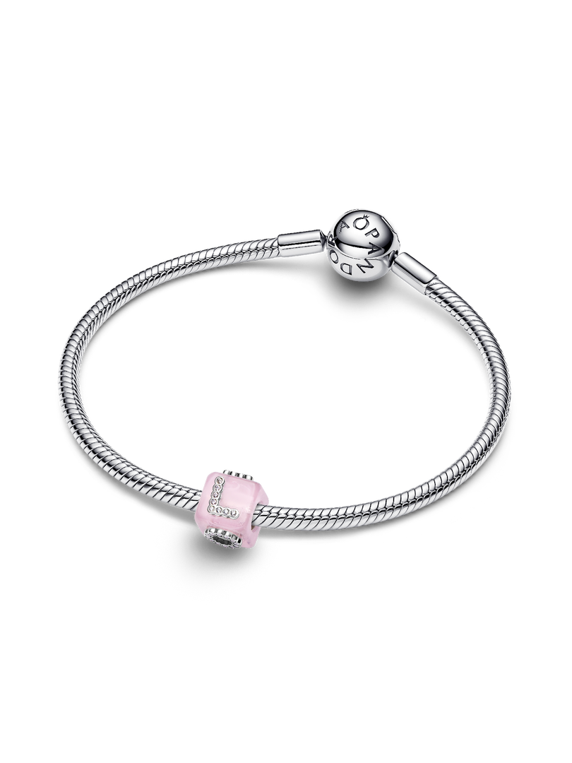 Charm Cube d’amour en verre de Murano rose