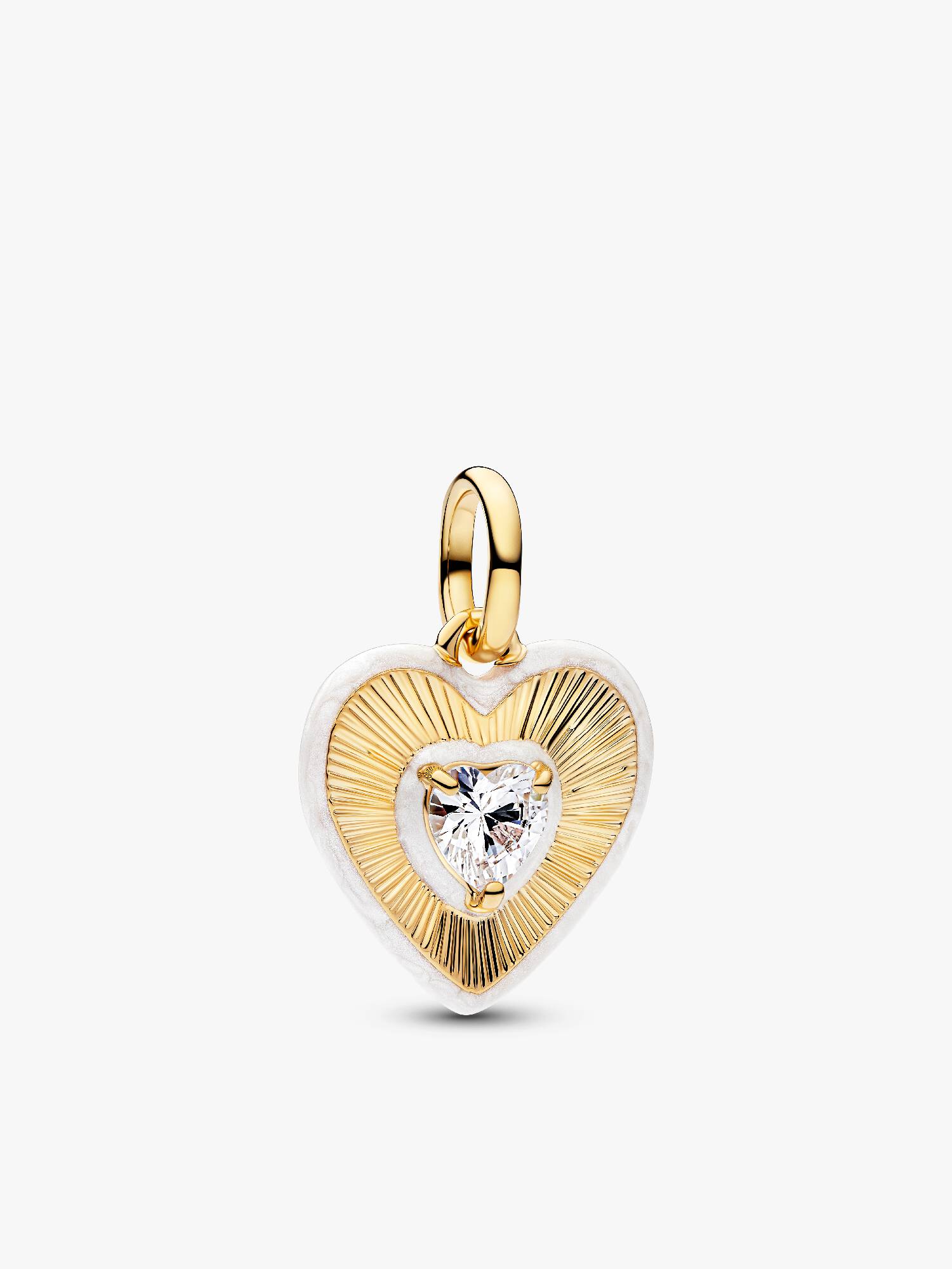 Radiating White Heart Medallion Charm