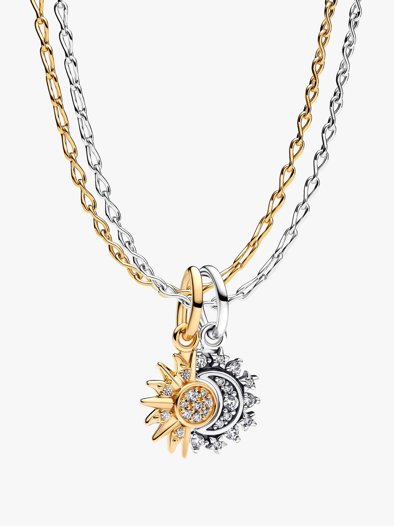 Set of Two Splittable Sun & Moon Friendship Necklaces