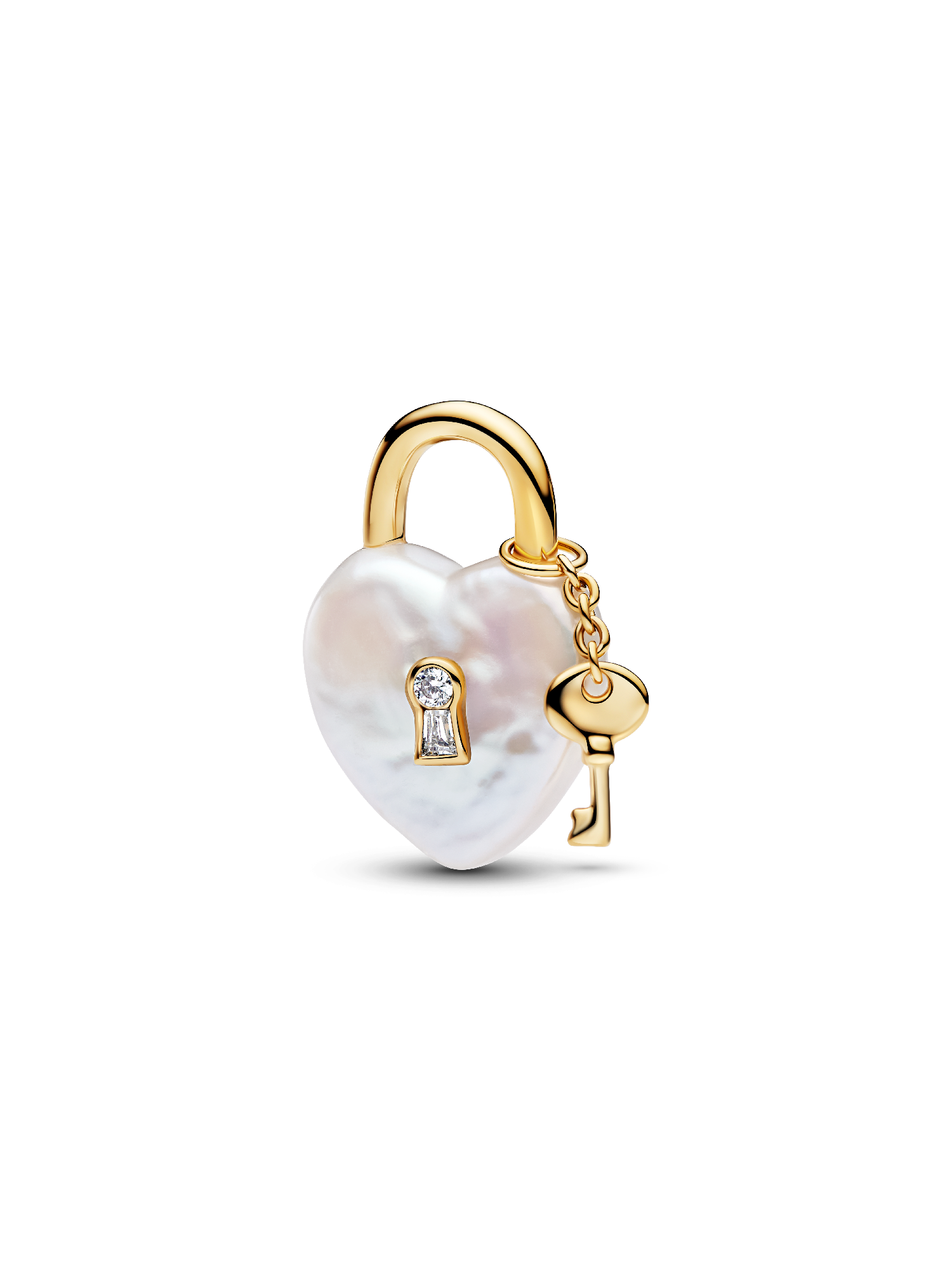 Treated Freshwater Cultured Baroque Pearl Padlock Dangle Charm