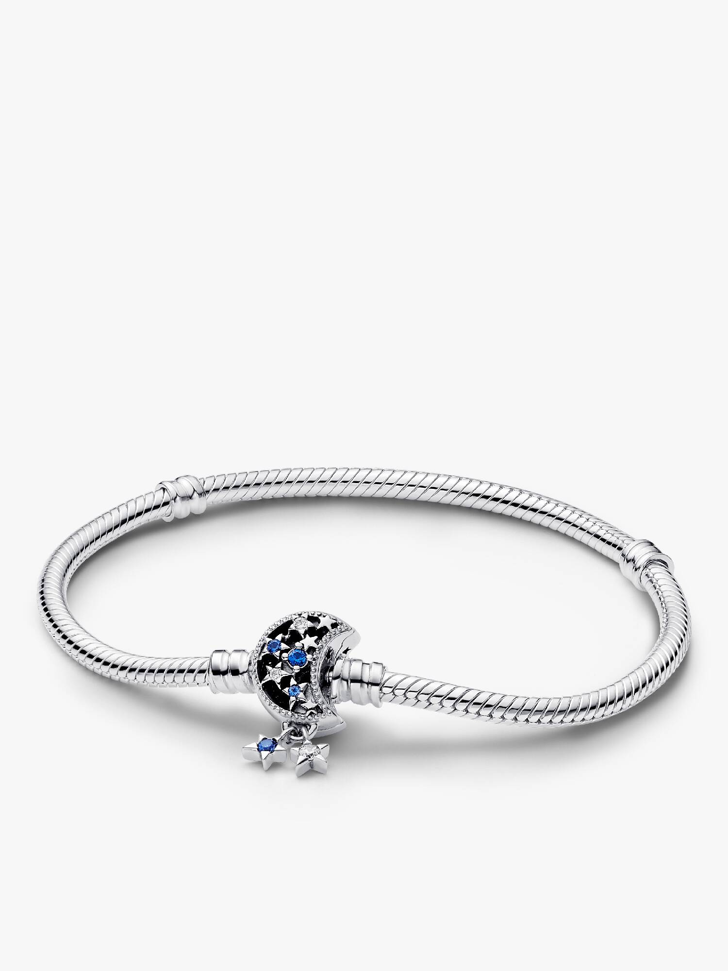 Bracelet à chaîne serpentine et le fermoir Lune scintillante Pandora Moments