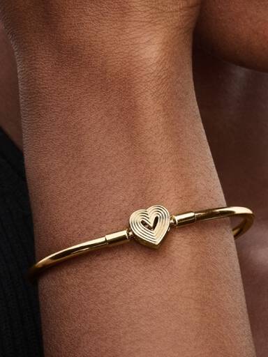 VENTE FINALE - Bracelet rigide avec fermoir cœur rayonnant