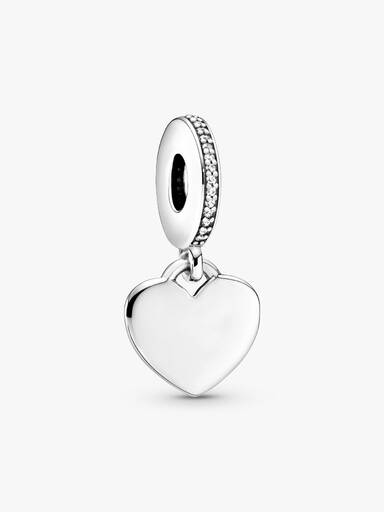 Heart silver dangle with clear cubic zirconia